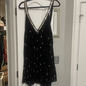 Free People Black Mi I Dress with Gold Sequin Details